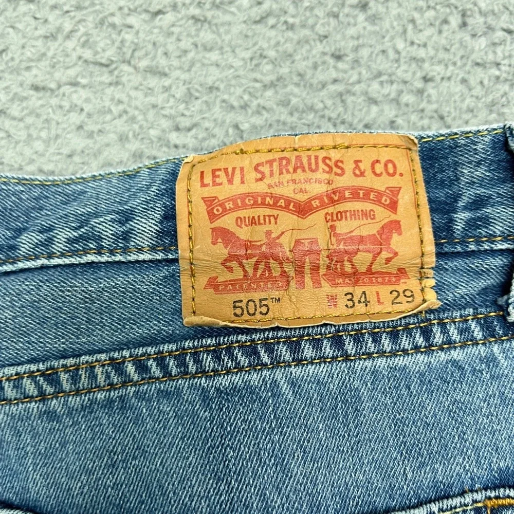 Levi's‎ 505 Jeans Mens 34x29 Regular Fit Blue Excellent Straight Leg Denim